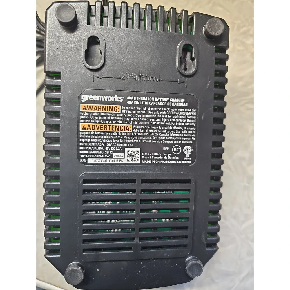 Greenworks 40V Lithium-Ion Battery Charger Model 29482